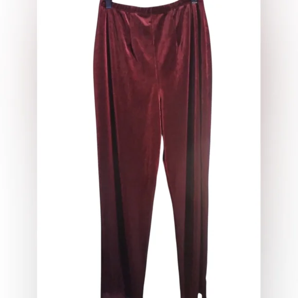 Chico Velvet Burgundy Pull On Pants Flowy Stretch Waist Size S Boho Hippie - Picture 1 of 7